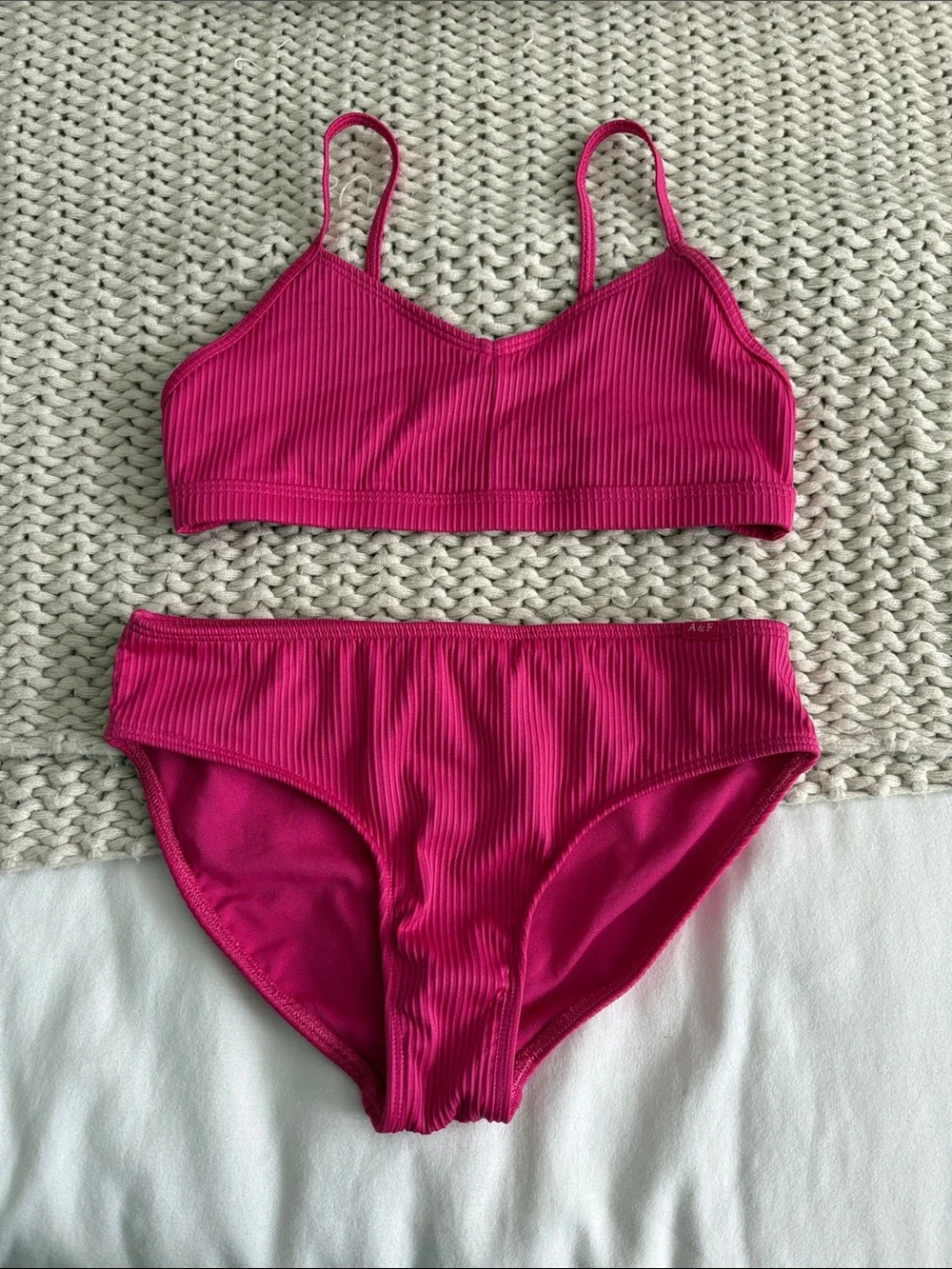 Abercrombie & Fitch Hot Pink Ribbed Bikini Set